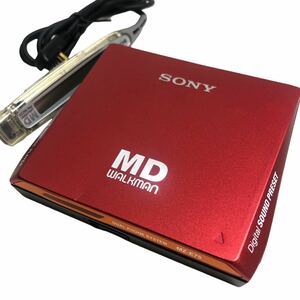 【動作未確認】SONY MDウォークマン MZ-E75 レッド 赤 リモコン付 ポータブルMDプレーヤー ジャンク