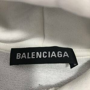 希少 BALENCIAGA バレンシアガ スウェットパーカー バックロゴ プリント プルオーバー オーバーサイズ XS(L相当) ホワイト白 の画像7