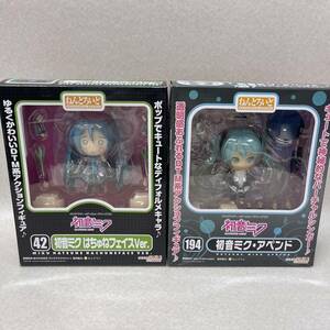 L6014★中古未使用品★美品★ねんどろいど 194 初音ミク アペンド、42 初音ミク　はちゅねフェイスVer. フィギュア 2個セット