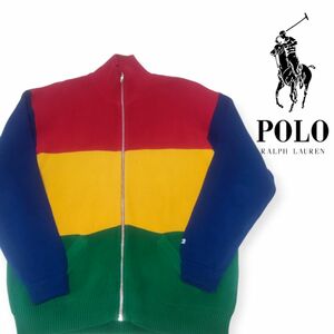 【希少】POLO RALPH LAUREN　ポロラルフローレン　RL-92　コットンニット　ジップ　ブルゾン　90's