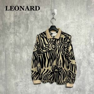 LEONARD レオパード柄 長袖ポロシャツ 40 レオナール