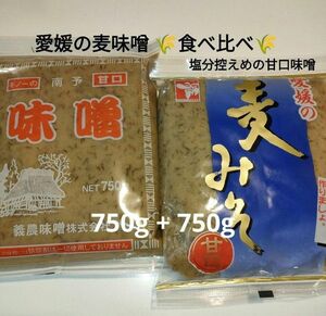 麹たっぷり愛媛の麦味噌 ギノー味噌 南予の麦味噌and矢野味噌 麦みそ 食べ比べセット