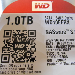 ★☆[PG0423]Western Digital WD10EFRX-68FYTN0 WD RED 3.5インチ 1TB HDD チェック済み☆★の画像2