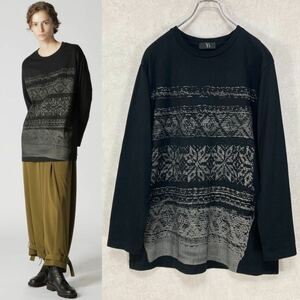 Y's SNOWFLAKE PATTERN LONG SLEEVE T 黒2