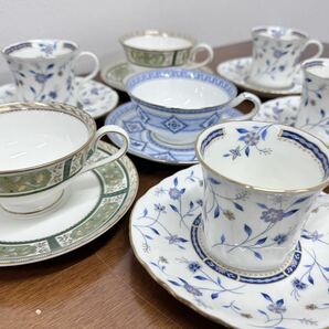 KCK257 ノリタケ NORITAKE ナルミ NARUMI カップアンドソーサー ティーカップ コーヒーカップ まとめ 7客セット 洋食器 食器 金彩 銀彩の画像1