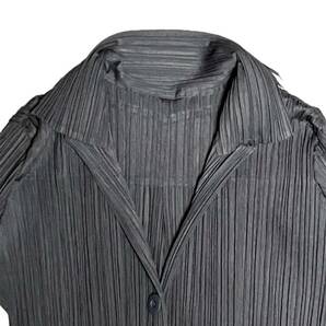 1円美品 ISSEY MIYAKE イッセイミヤケ PLEATS PLEASE カーディガン スカート セットアップ ポリエステル グレー系 レディース サイズ3の画像5