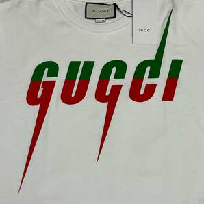 1円GUCCI グッチ 国内正規品 タグ付き 箱付 ロゴ 半袖 Tシャツ コットン100% 白 メンズ XLサイズ 565806の画像5