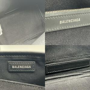 １円 BALENCIAGA バレンシアガ ネイビーカバス S ハンドバッグ ポーチ付 キャンバス 黒の画像10