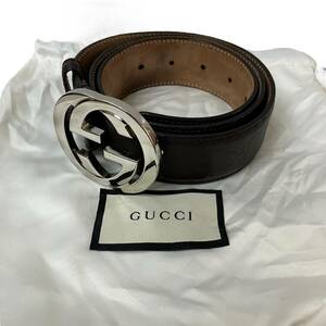 １円 GUCCI グッチ グッチ・シマ GGインターロッキング ベルト レザー 114984