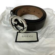 １円 GUCCI グッチ グッチ・シマ GGインターロッキング ベルト レザー 114984_画像1