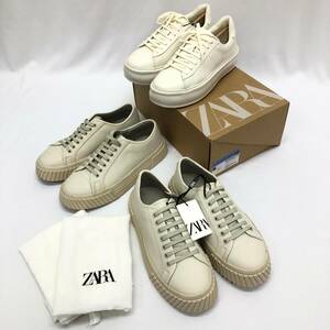 ZARA ザラ スニーカー ホワイト ベージュ系 3点セット 41/40