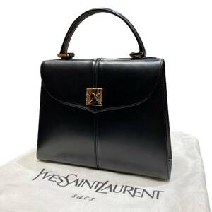 SAINT LAURENT サンローラン 美品 YSL フォーマル カーフレザー ハンドバッグ 黒