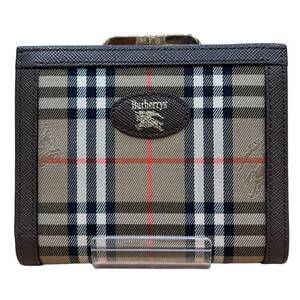 BURBERRY バーバリー バーバリーズ ノヴァチェック 2つ折り財布 ジャガード×レザー ベージュ×黒 コインケース