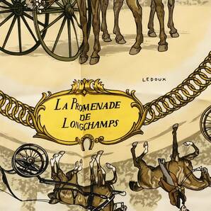 〇HERMES エルメス カレ90 LA PROMENADE DE LONGCHAMPS ロンシャンへの散歩 ピンク系 スカーフ レディースの画像4