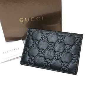 【未使用】GUCCI グッチ パスケース 146231 マイクログッチシマ レザー ブラック 黒 定期入れ カードケースの画像1