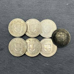 スイス硬貨 5フラン ウィリアム・テル 1968年 1970年 7枚セット 約92.9ｇ アンティークコイン コレクションの画像2