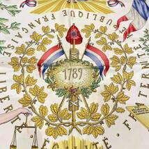 HERMES エルメス スカーフ HERMES カレ90 シルク 1789 フランス革命記念 LIBERTE EGALITE FRATERNITE ブルーxイエロー系_画像6