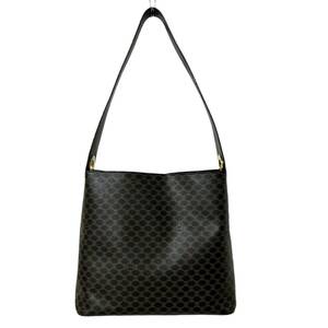 CELINE セリーヌ マカダム柄 サークル金具 ショルダーバッグ 黒系