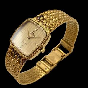 オメガ デビル レディース腕時計 クォーツ スクエア シャンパン文字盤 6074/073 稼働品の画像2