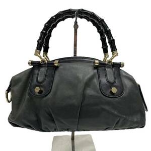 ☆★【極レア】GUCCI　グッチ　バンブー　ハンドバッグ　ショルダーバッグ　2WAY　レザー　189869/214397　グリーンブラック★☆