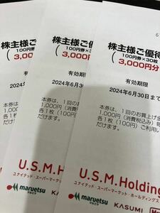 【送料無料】ユナイテッドスーパーマーケット カスミ マルエツ 株主優待 9000円分