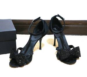 [ быстрое решение ] прекрасный товар внутренний стандартный GIUSEPPE ZANOTTI Giuseppe Zanotti *biju-. лента замша черный сандалии туфли-лодочки 37 ha