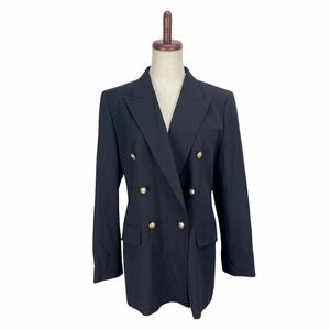 BURBERRY Burberry lady's navy gold button double wool jacket blaser outer garment 