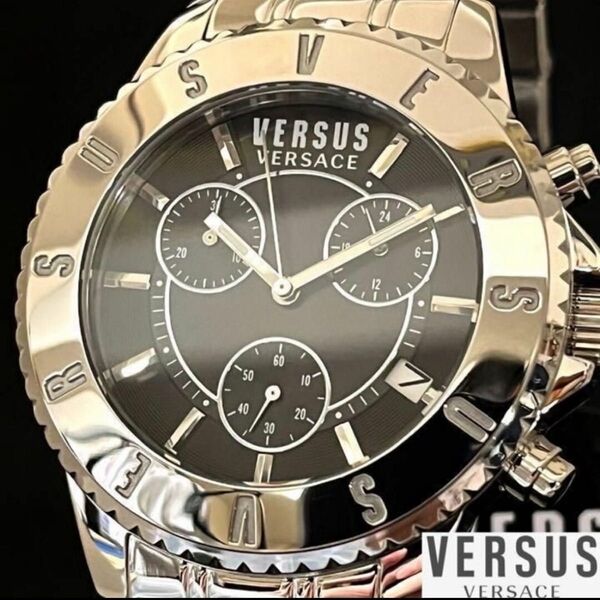 【激レア!】Versus Versace/ベルサス ベルサーチ/メンズ腕時計/シルバー.ブラック色/ プレゼントに/男性用/希少