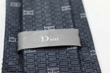 ディオール・オム シルク ロゴ 小紋柄 格子柄 ブランド ネクタイ メンズ グレー 美品 Dior Homme_画像4