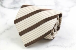 joru geo Armani silk stripe pattern Italy made brand necktie men's Brown GIORGIO ARMANI
