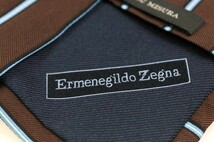 エルメネジルドゼニア シルク ストライプ柄 レジメンタル イタリア製 ネクタイ メンズ ブラウン Ermenegildo Zegna 世界最高峰ブランド_画像4