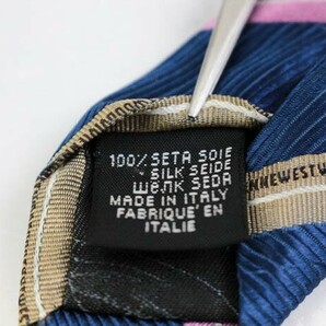 ヴィヴィアンウエストウッド シルク ロゴ ストライプ柄 イタリア製 ブランド ネクタイ メンズ ネイビー Vivienne Westwoodの画像5