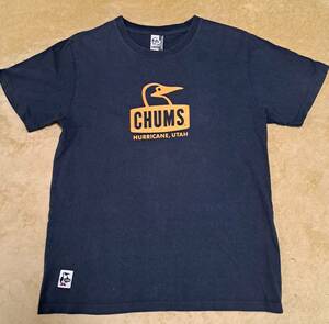 * Chums CHUMS short sleeves T-shirt M size navy blue color b- beaver do Chums Logo 