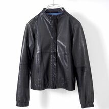 4-SD021 ポールスミス Paul Smith ラムレザー ジャケット ブラック ブラック 40 レディース_画像1