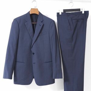 4-YD012【美品】アルマーニコレツィオーニ ARMANI COLLEZIONI 高級ライン G LINE スーツ セットアップ ネイビー ストライプ柄 52 メンズ