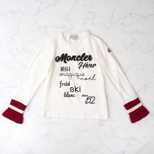 4-ZC030 モンクレール MONCLER 国内正規品 プリント ワッペン ロンT ロング Tシャツ カットソー ホワイト/レッド 130cm キッズ