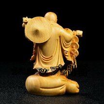 新入荷★ 極上の木彫】 開運 仏像 木彫り ミニ 七福神 布袋 高級天然ツゲ木彫り 布袋様 風水置物_画像5