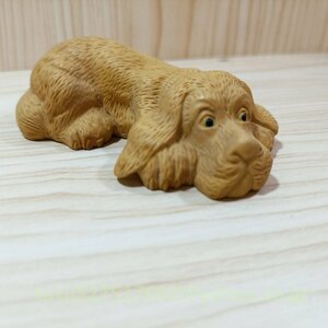 木彫 柘植 犬 置物 十二支 木製 動物 工芸品