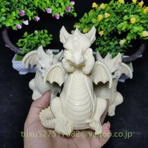 龍 置物 龍 彫刻 高品質 工芸品 贈り物 可愛い竜 3点セット_画像7