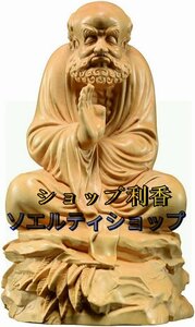 超人気★木彫り仏像彫刻装飾品、崖柏木彫り装飾ダルマ禅マスター像ホームリビングルーム祀るクラフトギフト