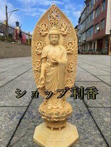 高品質★【極上の木彫】仏教美術 精密彫刻 仏像 手彫り 極上品 薬師如来立像