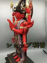 最新作 総檜材 木彫仏像 仏教美術 精密細工 仏師で仕上げ品 切金 彩色馬頭観音菩薩立像 高さ38cm_画像2