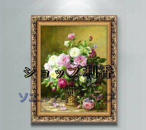 Art hand Auction Beautiful oil painting, still life, hallway mural, rose, reception room hanging, entrance decoration, decorative painting, Painting, Oil painting, Still life