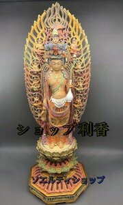 極美品 ★仏像 十一面観音菩薩 立像 木彫り 仏像 観音菩薩像総高39cm