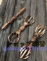 「密教法具 寺院仏具」極上品 真言宗 五鈷杵/三鈷杵/独鈷杵 三点セット 金剛杵 銅製 磨き仕上げ 長さ22cm_画像1