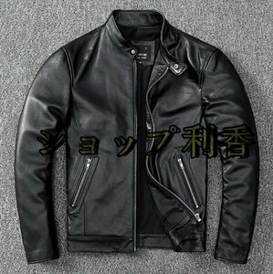 レザージャケット 上品　本革 牛革　ライダースジャケット メンズファッション バイクジャケット 　革ジャン S～5XL