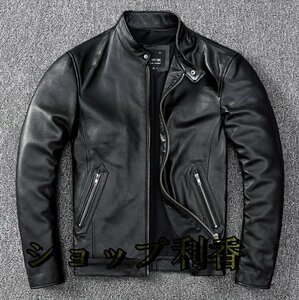 レザージャケット 上品　本革 牛革　ライダースジャケット メンズファッション バイクジャケット 　革ジャン S～5XL