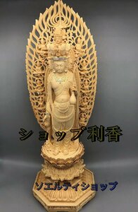 極上品☆仏像 十一面観音菩薩 立像 木彫り 仏像 観音菩薩像総高39cm