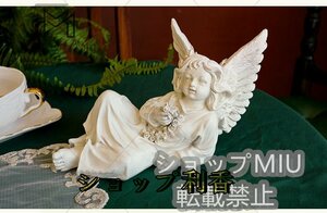 Art hand Auction 花を持つ天使 天使 エンジェル 妖精 彫刻 彫像 西洋 雑貨 オブジェ 置物 フィギュリン 玄関 部屋 事務所 樹脂 ハンドメイド, インテリア小物, 置物, 洋風