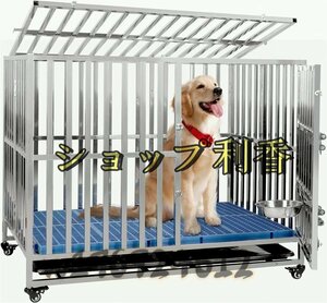  is good quality * dog for cage stainless steel steel made with casters . withstand load 250KG folding type double door / tray / mat / feeder attaching 110*72*92cm